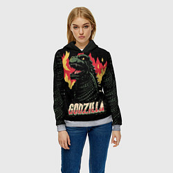 Толстовка-худи женская Flame Godzilla, цвет: 3D-меланж — фото 2