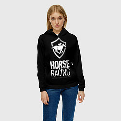 Толстовка-худи женская Horse racing, цвет: 3D-черный — фото 2