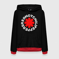 Толстовка-худи женская Red Hot chili peppers logo on black, цвет: 3D-красный