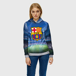 Толстовка-худи женская FC Barcelona, цвет: 3D-меланж — фото 2