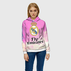 Толстовка-худи женская Реал Мадрид, цвет: 3D-белый — фото 2