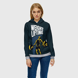 Толстовка-худи женская Wheight lifting, цвет: 3D-меланж — фото 2