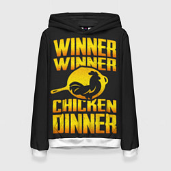 Толстовка-худи женская Winner Chicken Dinner, цвет: 3D-белый