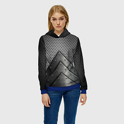 Толстовка-худи женская Броня металлическая, цвет: 3D-синий — фото 2