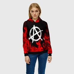 Толстовка-худи женская АНАРХИЯ, цвет: 3D-черный — фото 2