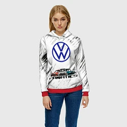 Толстовка-худи женская Volkswagen, цвет: 3D-красный — фото 2