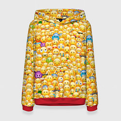 Толстовка-худи женская Смайлики Emoji, цвет: 3D-красный
