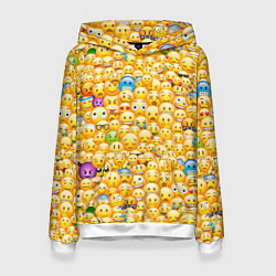 Толстовка-худи женская Смайлики Emoji, цвет: 3D-белый