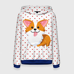 Толстовка-худи женская Корги, цвет: 3D-синий