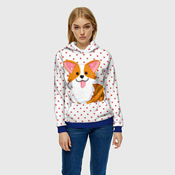 Толстовка-худи женская Корги, цвет: 3D-синий — фото 2