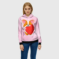 Толстовка-худи женская Милый корги, цвет: 3D-черный — фото 2