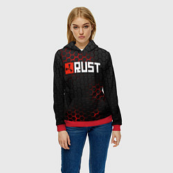 Толстовка-худи женская RUST, цвет: 3D-красный — фото 2