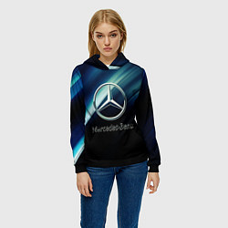 Толстовка-худи женская Mercedes, цвет: 3D-черный — фото 2