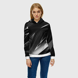 Толстовка-худи женская GEOMETRY STRIPES BLACK & WHITE, цвет: 3D-белый — фото 2