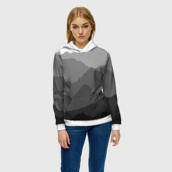 Толстовка-худи женская Горы, цвет: 3D-белый — фото 2