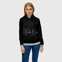 Толстовка-худи женская Чёрный кот, цвет: 3D-меланж — фото 2