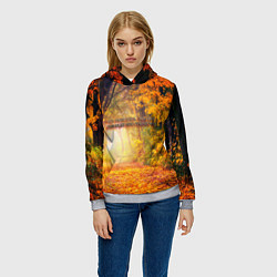 Толстовка-худи женская Что такое осень - это небо, цвет: 3D-меланж — фото 2