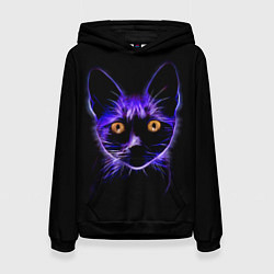 Толстовка-худи женская Дикая кошка, цвет: 3D-черный