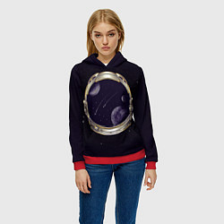 Толстовка-худи женская Шлем астронавта, цвет: 3D-красный — фото 2