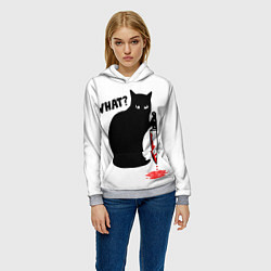Толстовка-худи женская What Cat, цвет: 3D-меланж — фото 2