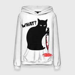 Толстовка-худи женская What Cat, цвет: 3D-белый