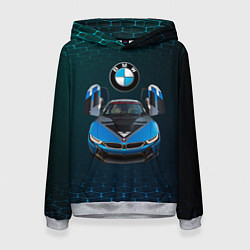 Толстовка-худи женская BMW i8 Turbo тюнинговая, цвет: 3D-меланж