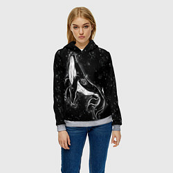 Толстовка-худи женская Космический Кит, цвет: 3D-меланж — фото 2