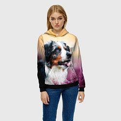 Толстовка-худи женская Австралийская Овчарка, цвет: 3D-черный — фото 2