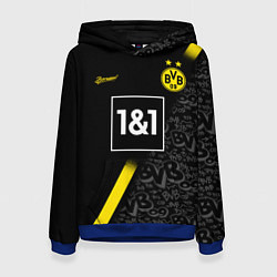 Толстовка-худи женская BORUSSIA выездная сезон 2021, цвет: 3D-синий