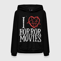 Толстовка-худи женская I Love Horror Movies, цвет: 3D-черный