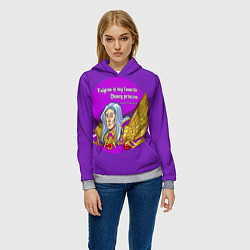 Толстовка-худи женская А ещё я люблю фиолетовый, цвет: 3D-меланж — фото 2