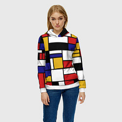 Толстовка-худи женская Color blocking, цвет: 3D-белый — фото 2