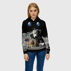 Толстовка-худи женская Высадка На Луну, цвет: 3D-черный — фото 2