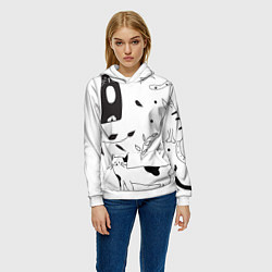 Толстовка-худи женская Кис-Кис, цвет: 3D-белый — фото 2