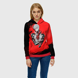 Толстовка-худи женская Генос One Punch Man, цвет: 3D-красный — фото 2