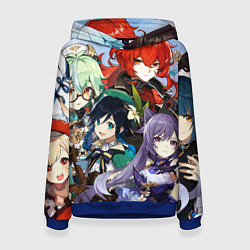 Толстовка-худи женская Персонажи Genshin Impact, цвет: 3D-синий