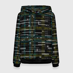 Толстовка-худи женская Cyberpunk Tartan, цвет: 3D-черный