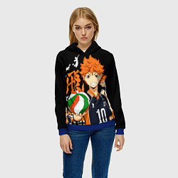 Толстовка-худи женская ВОЛЕЙБОЛ!! HAIKYUU!!, цвет: 3D-синий — фото 2