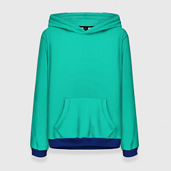 Толстовка-худи женская Бискайский зеленый без рисунка, цвет: 3D-синий