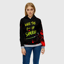 Толстовка-худи женская WAKE THE F*** UP SAMURAI, цвет: 3D-меланж — фото 2
