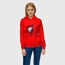 Толстовка-худи женская Электронное сердце, цвет: 3D-красный — фото 2
