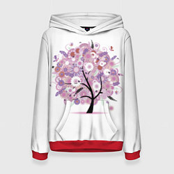 Толстовка-худи женская Цветочное Дерево, цвет: 3D-красный