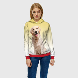 Толстовка-худи женская Лабрадор ретривер пес, цвет: 3D-красный — фото 2