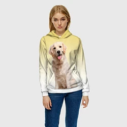 Толстовка-худи женская Лабрадор ретривер пес, цвет: 3D-белый — фото 2