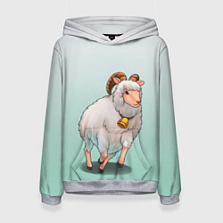 Толстовка-худи женская Бегущий барашек рисунок, цвет: 3D-меланж