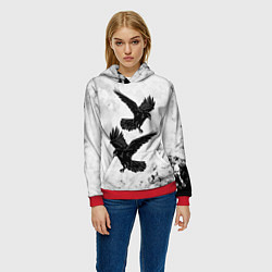 Толстовка-худи женская Gothic crows, цвет: 3D-красный — фото 2