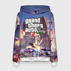 Толстовка-худи женская ЭКШЕН Grand Theft Auto V, цвет: 3D-белый