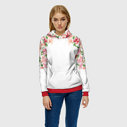 Толстовка-худи женская Цветы, цвет: 3D-красный — фото 2