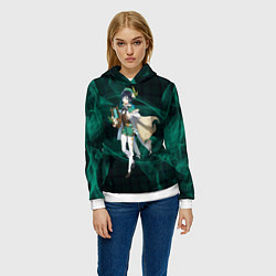 Толстовка-худи женская Genshin Impact - Venti, цвет: 3D-белый — фото 2