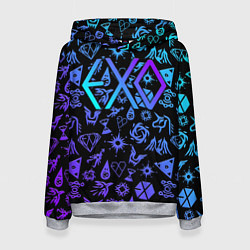Толстовка-худи женская EXO K-POP LogoBombing, цвет: 3D-меланж